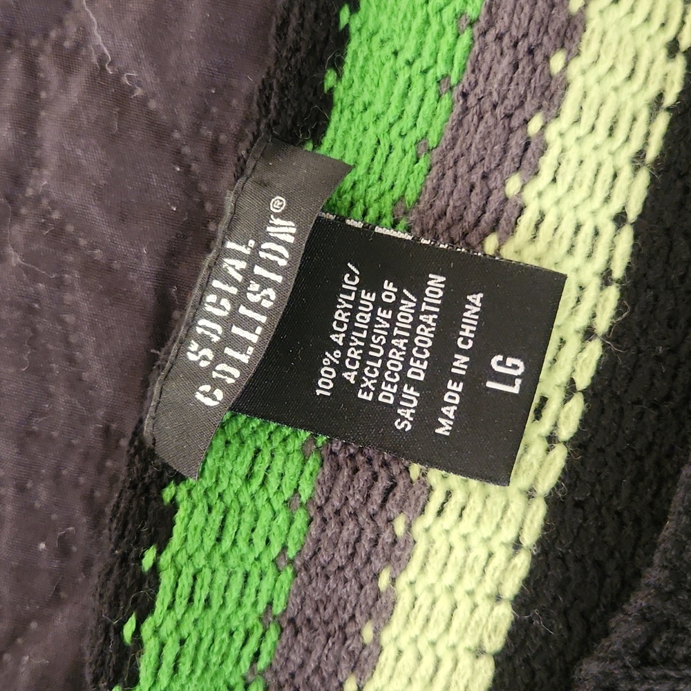 Striped Green and Black Sweater - Picture 2 of 5